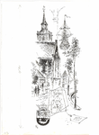 CMO00400-404 Compositietekening van de N.H.Kerk van De Rijp gezien vanaf de Tuingracht en een zeventiende eeuws ...