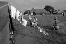 RJ000000738 Handdoeken hangen te drogen op het kamp van de Bosvolk jongeren in Woudenberg. (NNC 06-08-1976)