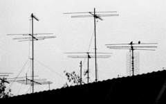 RJ000001117 December 1976PurmerendVele diverse televisieantennes voor Ned. 1 en 2 op de daken in Purmerend.