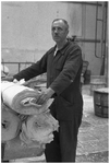 WAT120003707 J. Wester, kollerman, op 5 april 1956 50 jaar in dienst van de papierfabriek Van Gelder Zonen in Wormer. ...