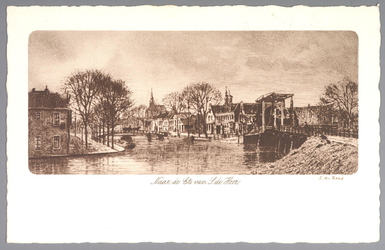 WAT001012441 Rechts de Beemsterbrug met links de BierkadeNaar een ets van Simon de Heer