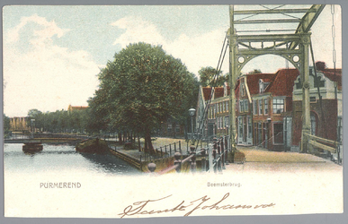 WAT001012445 Beemsterbrug met rechts de brugwachterswoning en op de achtergrond de Wagenbeurs.