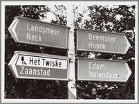 WAT001017095 Verkeersbord nummer 955, 2 van de ANWB.Landsmeer Neck, Beemster Hoorn, Het Twiske Zaanstad, Edam Volendam.