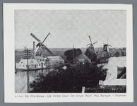 WAT002002225 Richting Bartelsluis.Foto links achter: molen '' De Wandelaar'', vooraan v.l.n.r.; molen ''De Witte ...