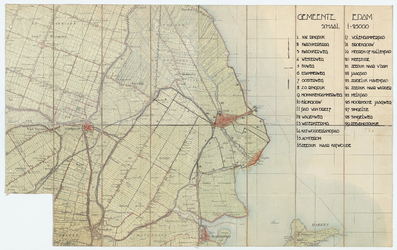 WAT056000109 Topografische kaart, horende bij de ligger der wegen in Edam van 1941, met daarop in zwarte inkt ...