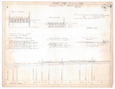 19231-23X1 Staring en Stieltjes. Overijsselsche Wateren. Bladz. 17 Lengtedoorsnede en dwarsdoorsneden van de Dinkel ...