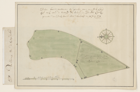 1326-KD000158 Deze kaart vertoont een gedeelte van een stuk land (ofwel van de Enterij) toegehorende de stad Zwolle, ...