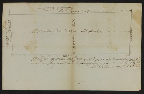 1721-KD000167 Caartje figuratiefKaart van een stuk land in het Weezenland bij de Schoenkuipenbrug. Kaart van een stuk ...