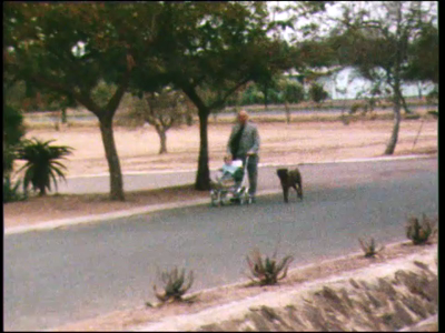 2653BB05625 Familiefilm met beelden van o.a. een wandeling met kinderwagen en hond, een waterval, moeder en kind met de ...