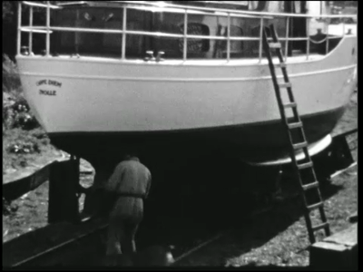 6136BB07123 Een film rond scheepswerf Van der Velden, met o.a. beelden van het schip de 'Eugenio' te water, een ...