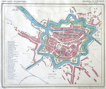 1533-KD001104 Provincie Overijssel, Gemeente Zwolle (nr 2, stad) Kaart van de binnenstad van Zwolle met Kamperpoort, ...