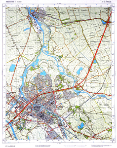 2091-KD001253 Zwolle, 21 G Topografische kaart van de gemeente Hasselt en het grootste deel van Zwolle. Het slachthuis ...