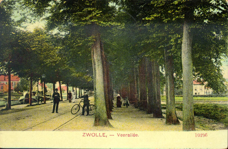 2342 PBKR3944 Veerallee met rails van de paardentram ca. 1905, links de Willemsvaart. Rechts boerin met kind en ...