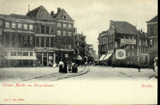 3698 PBKR1310 Grote Markt ca. 1896-1901. Links: Grote Markt 9 eerste Nederlandse Stoomkleedermakerij van H. G. J. Lüken ...