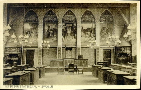 3863 PBKR0760 Gezicht in de Statenzaal van het provinciehuis in de Diezerstraat, ca. 1904. De in 1904 voltooide ...