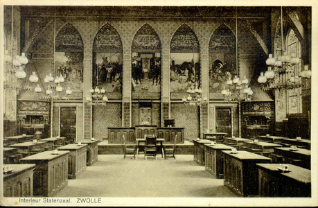 3864 PBKR0761 Gezicht in de Statenzaal van het provinciehuis in de Diezerstraat, ca. 1905. De in 1904 voltooide ...