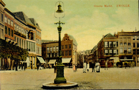 3912 PBKR1344 Lantaarnpaal (van ijzergieterij De Nijverheid firma G.J. Wispelweij ?) op de kop van de Melkmarkt, Grote ...
