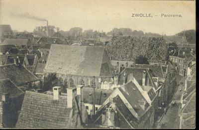 4227 PBKR3138 Walstraat, 1900, panorama vanaf de Sassenpoort naar het oosten met in het midden de Waalse Kerk of St. ...