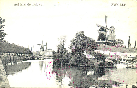 4506 PBKR0863 Gezicht op de stadsgracht omstreeks 1910, gezien vanaf de Willemskade. Aan de rechterkant de Eekwal met ...