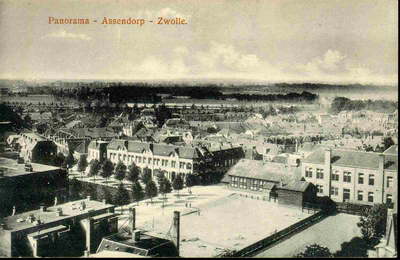 5899 PBKR0008 Gezicht het Assendorperplein, 1905-1917. Linksonder huizen aan de Enkstraat. Op de open plek staat nu de ...