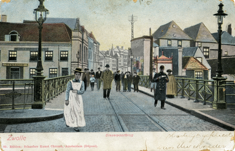 6084 PBKR2889 Aquarel van de Diezerpoortenbrug richting Diezerstraat, waarschijnlijk naar de foto op PBKR0614. De ...
