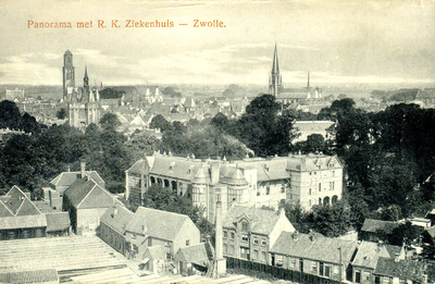 6186 PBKR1189 Luchtfoto van Zwolle, ca. 1920.Rechtsboven: de in 1965 afgebroken R.K. St. Michaelskerk aan de ...