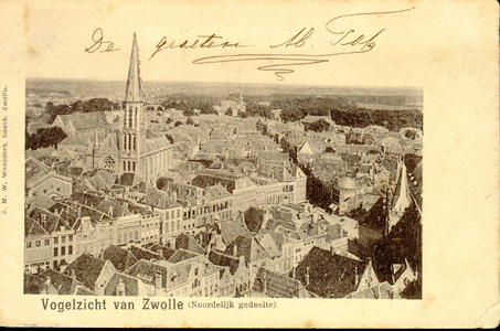 6281 PBKR2905 Binnenstad ca. 1900 naar het noorden gezien met rechts de noordgevel van de Grote Kerk aan de Grote ...