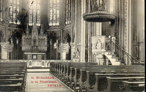 6286 PBKR2910 Interieur van de RK Sint-Michaelskerk Op de hoek van de Roggenstraat en Nieuwstraat, gesloopt 1965-1966, ...