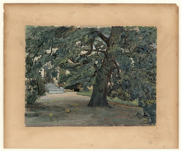 424 -TP000636 De tuin achter het huis van de familie Thiebout aan de Burgemeester van Roijensingel 14 in Zwolle., 1910