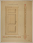 490 -TP000670 Ontwerp binnendeur door Vincent Bijl (1874-1950). Technische tekening pen in zwart op calque papier, afm. ...