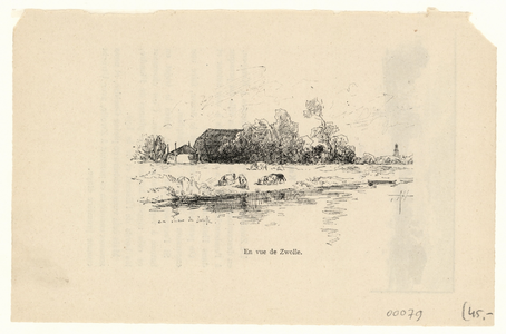 507 -TP000117 Gezicht op boerderij met hooiberg, op de voorgrond rundvee, rechts op de achtergrond de Peperbus.Tekst ...