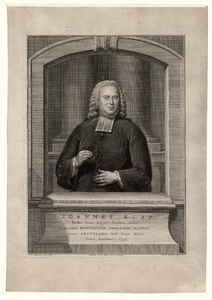 924 -TP000325 Portret van Joannes Klap (geb. Amsterdam 1733-overleden 05-12 1790 te Amsterdam), Luthers predikant, te ...