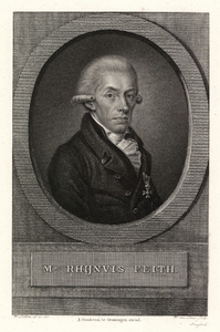 926 -TP000327 Portret van de dichter Rhijnvis Feith (1753-1824), borstbeeld naar rechts, met ridderorde, voetlijst met ...