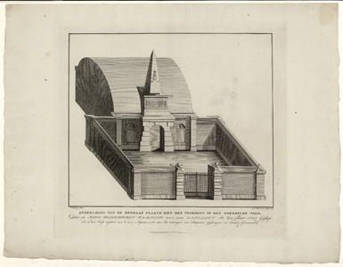 928 -TP000329 Bouwkundige tekening in isometrisch perspectief van het grafmonument van de familie Van der Capellen ...