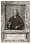 935 -TP000338 Portret van W. Noordenhout, Luthers predikant (1756-1758), halffiguur naar links, staande, vanachter een ...