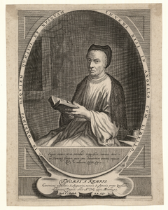 936 -TP000339 Portret van Thomas a Kempis, ca. 1470, kniestuk naar links, zittende, in kloosterkleding, met muts op, ...