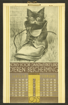 155 Bond voor daadwerkelijke Dierenbescherming Amsterdam 1935Kalender (bruin met groen) met tekeningen van katten en ...