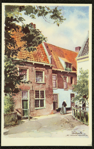 239 Ansichtkaart Harderwijkreeks, ontwerp van Piet Smeele, aquarel Het Klooster, 1942-01-01