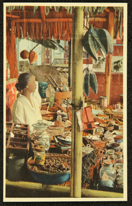 261 Kleurenfoto-ansicht (opname Piet Smeele) van een indonesische drogisterij (warong obat)., 1946-01-01