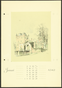 301 Proefdruk voor een kalender in 1949 in kleur, Litho 24 x 35 cm, 1949-01-01