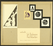 332 Karton met verschillende ontwerpen van Piet Smeele: een tekening (logo?) van theatervoorstelling, een ...