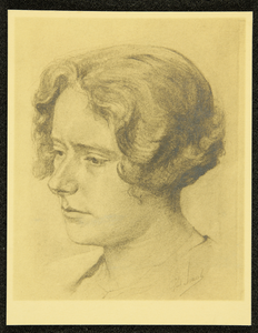 385 Portrettekening van Puck van de Kieft, afgedrukt op karton, 1930-01-01