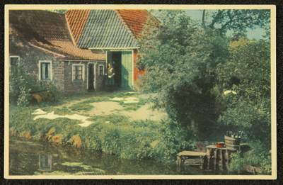 518 Ansichtkaart met kleurenfoto van huis aan het water, uit de serie Op en oan 't wetter , Rige 1. Opname Piet Smeele, ...
