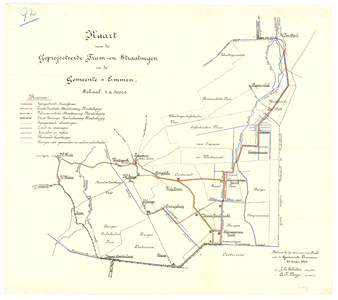 123 Kaart van de geprojecteerde Tram- en Straatwegen in de gemeente Emmen; 19031028