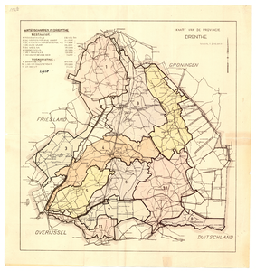 152a Kaart van de provincie Drenthe, Waterschappen in Drenthe in ca. 1958; 1958