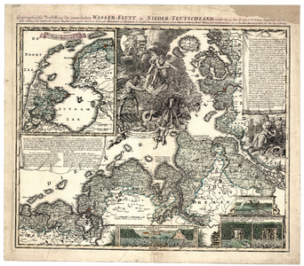 205a Geographische Vorstellung des jämerlichen Wasser-Flutt in Nieder-Teutschland...; 1720