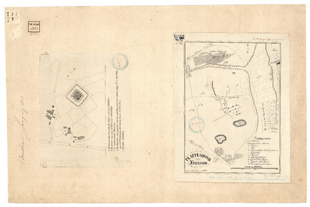 217 Plattegrond van Hunsow, en Kaartje van gehucht Peelo en de vroegere z.g. Borgstee aldaar.; 1858 en 1853