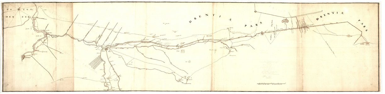 303a Caart betrekkelijk tot den waterstaat van het landschap Drenthe en een gedeelte van Overijssel . Kaart van de ...