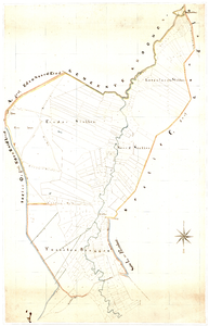 310 Kaart met kadastrale nummers bij Een, Langelo, gemeente Norg.; [ca 1850]