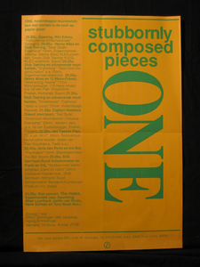 ORKZ Groningen : affiche Stubbornly Composed Pieces ONE ORKZ Groningen : affiche Stubbornly Composed Pieces ONE